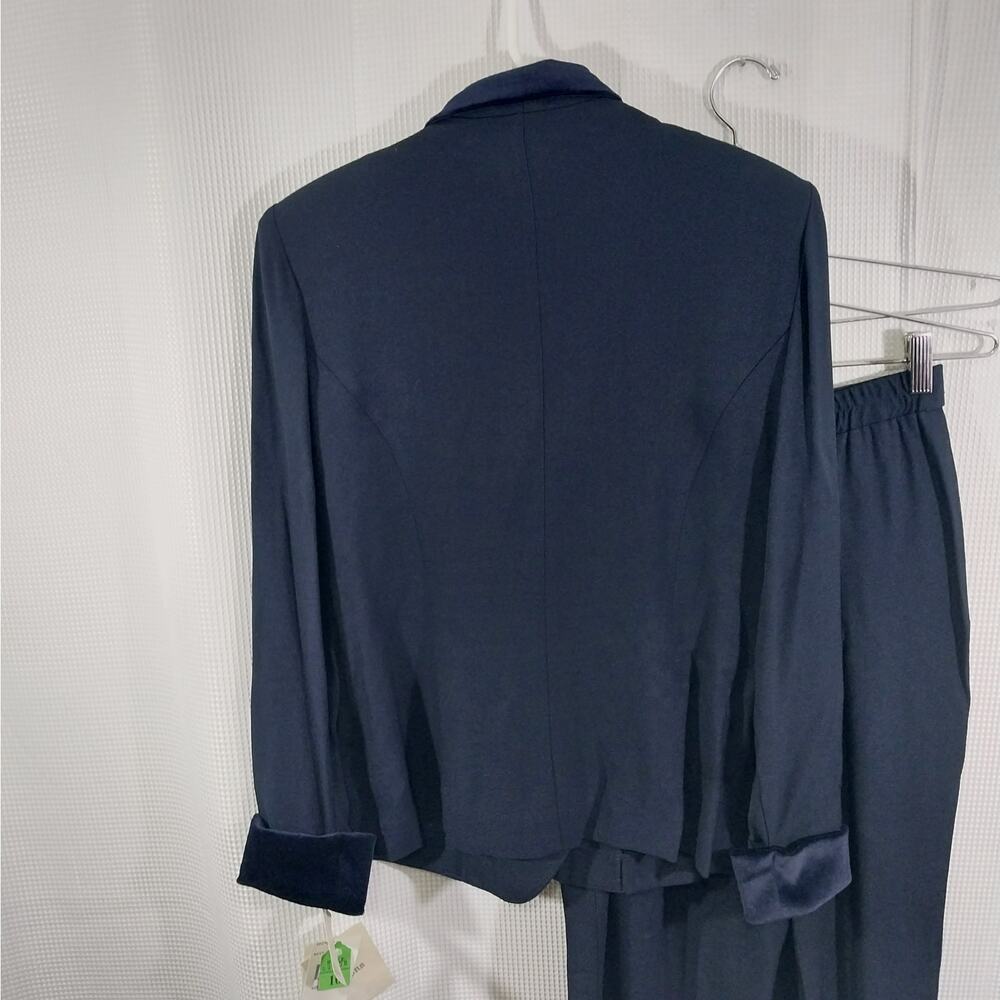 NWT@$134! DANI MAX! RICH BLACK VELVET TRIMMED 2 PC TAILORED PANT SUIT! SZ 10P - Picture 8 of 13